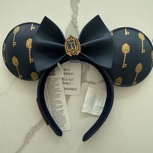 Disney Parks Club 33 Loungefly Minnie Ears Headband – Navy & Gold – NWT